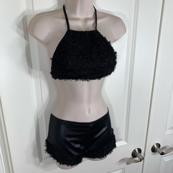 Rare Vintage Y2K Leg Avenue Fuzzy Crop Top Shorts - Picture 6 of 16